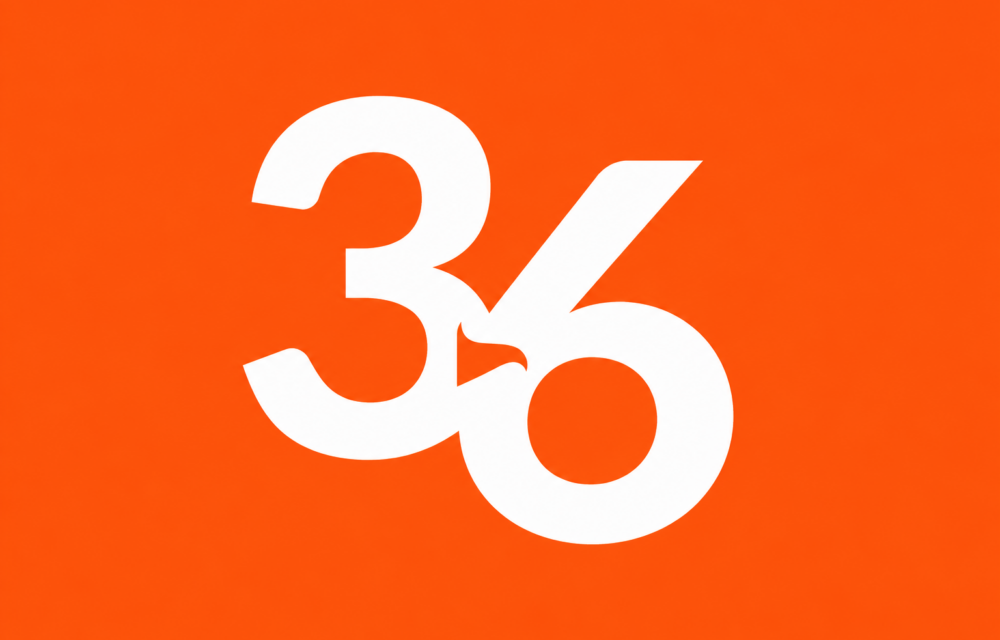 Bold White 36 Logo on Orange